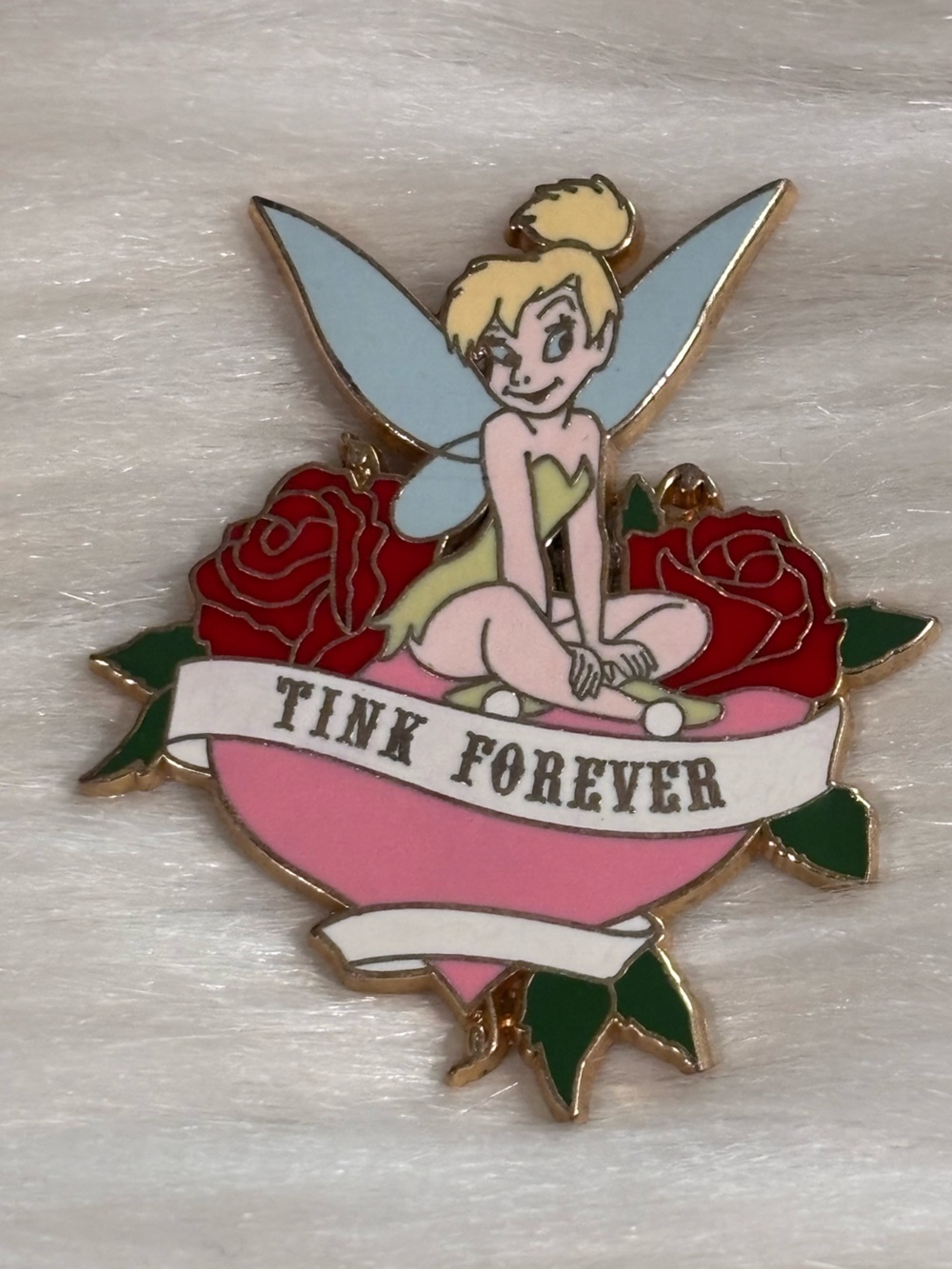 Disney Pin Trading Tinkerbell Tinker Bell Pink Heart Red Roses Tink Forever 2005